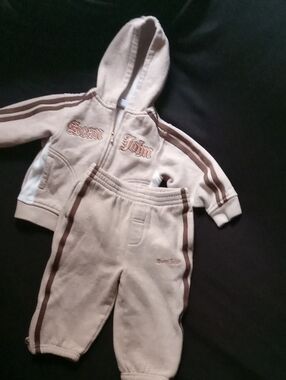 Sean John Beige and Brown Kids Matching Hoodie & Pants Set